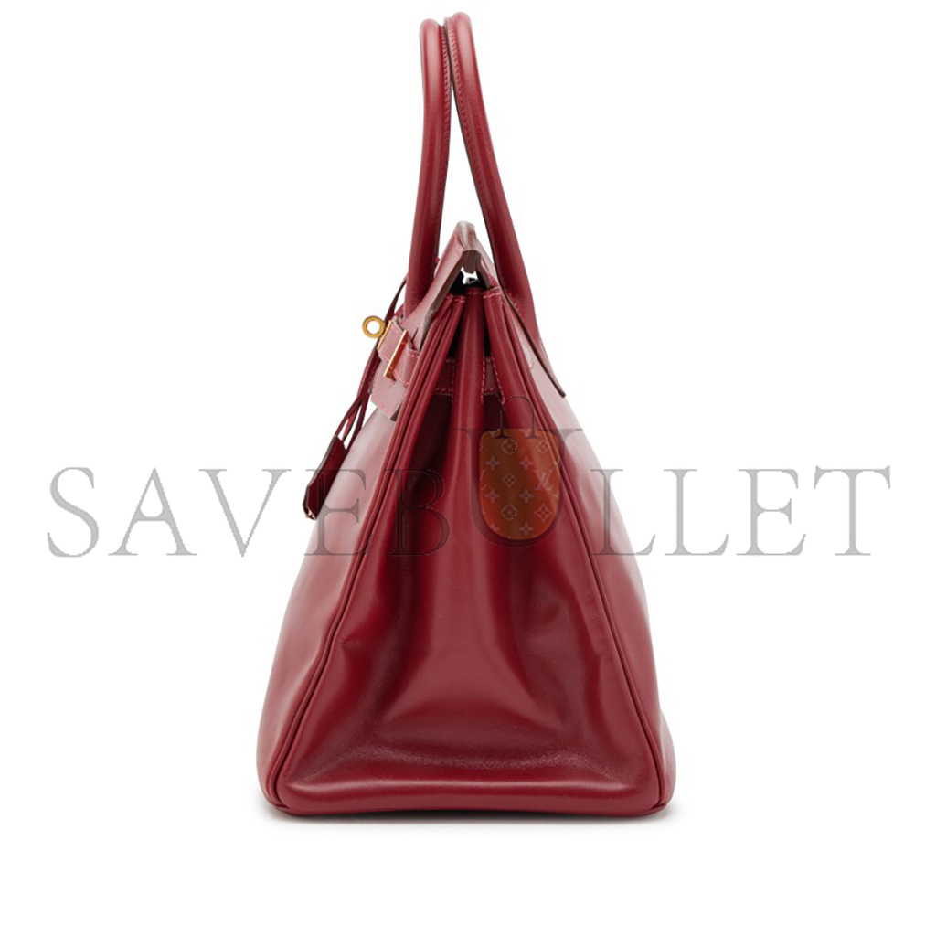 H**mes master birkin 30 box leather red gold buckle h029281ck69 (30*23*15cm)